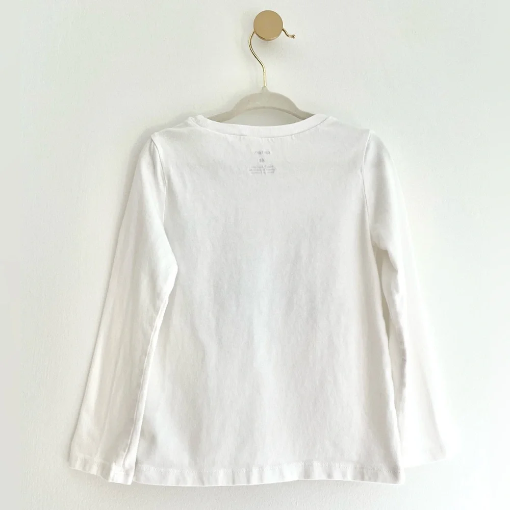 💫$4/ADD ON 💫 Carter's Kids White Long Sleeve Tee with Raccoon Design | Girls 4T